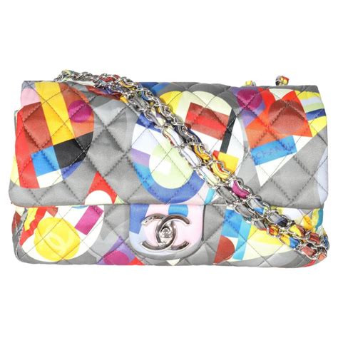 Chanel Multicolor Printed Nylon Coco Color Medium Flap Bag